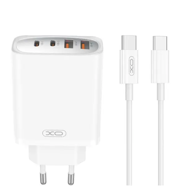 Incarcator Retea Cu Cablu USB-C XO Design CE22, 45W, 3A, 2 x USB-A - 2 x USB-C, Alb