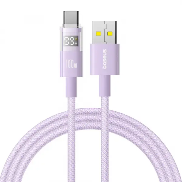 Cablu Date si Incarcare USB-A - USB-C Baseus Display 2, 100W, 2m, Mov P10382701511-01