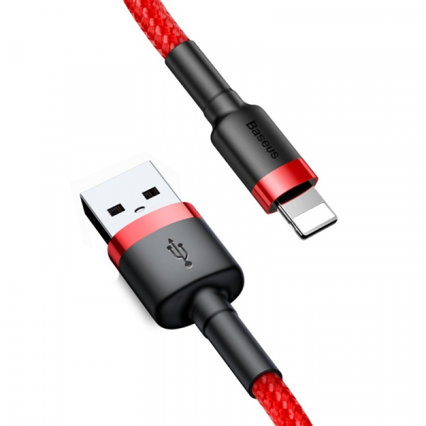 Cablu Date si Incarcare USB-A - Lightning Baseus Cafule, 18W, 3m, Rosu CALKLF-R09