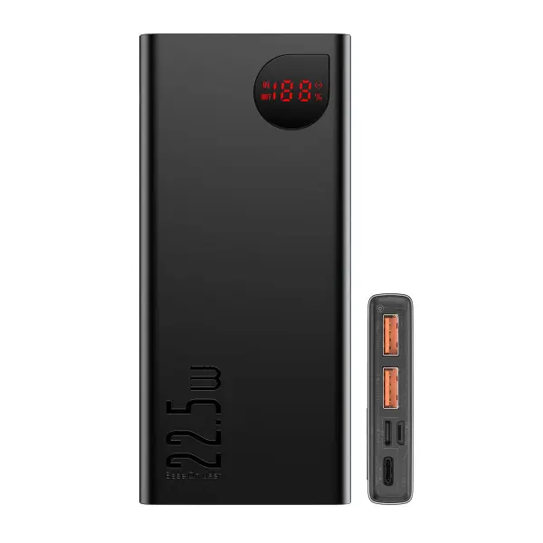 Baterie Externa Baseus Adaman, 10000mAh, 22.5W, QC + PD, 1 x USB-C - 2 x USB-A, Neagra PPAD070001