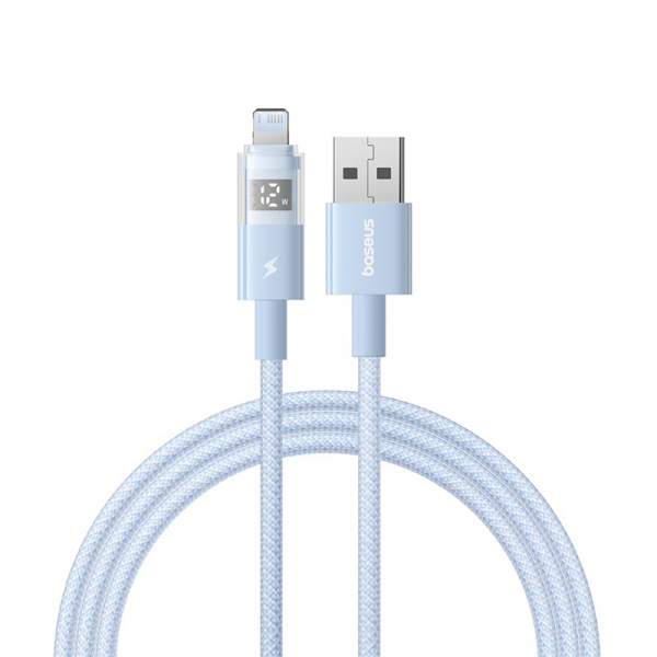 Cablu Date si Incarcare USB-A - Lightning Baseus Display 2, 12W, 2m, Albastru P10382700311-01