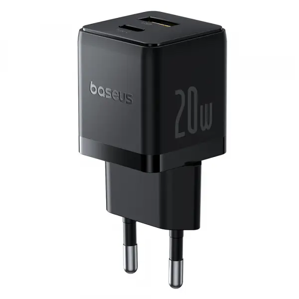 Incarcator Retea Baseus Palm, 20W, 3A, 1 x USB-A - 1 x USB-C, Negru P10111608113-00