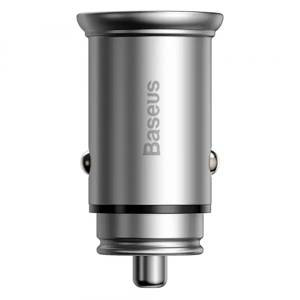 Incarcator Auto Baseus Circular Metal, 30W, 5A, 1 x USB-A - 1 x USB-C, Gri