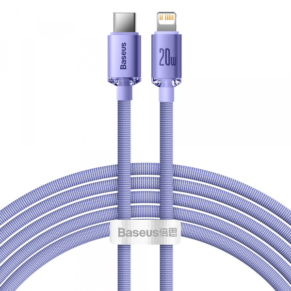 Cablu Date si Incarcare USB-C - Lightning Baseus Crystal Shine Series, 20W, 2m, Mov CAJY000305