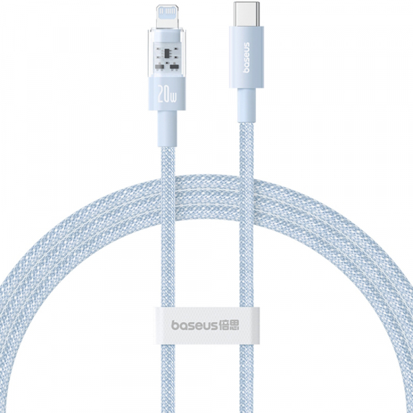 Cablu Date si Incarcare USB-C - Lightning Baseus Gem, 20W, 2m, Bleu P10373001311-01