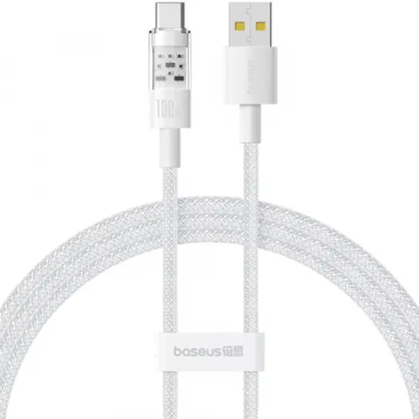 Cablu Date si Incarcare USB-A - USB-C Baseus Gem, 100W, 1m, Alb P10373002211-00