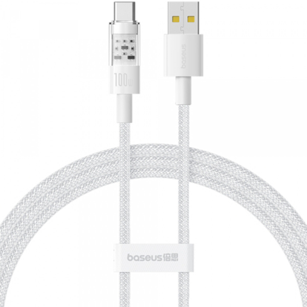 Cablu Date si Incarcare USB-A - USB-C Baseus Gem, 100W, 1m, Alb P10373002211-00