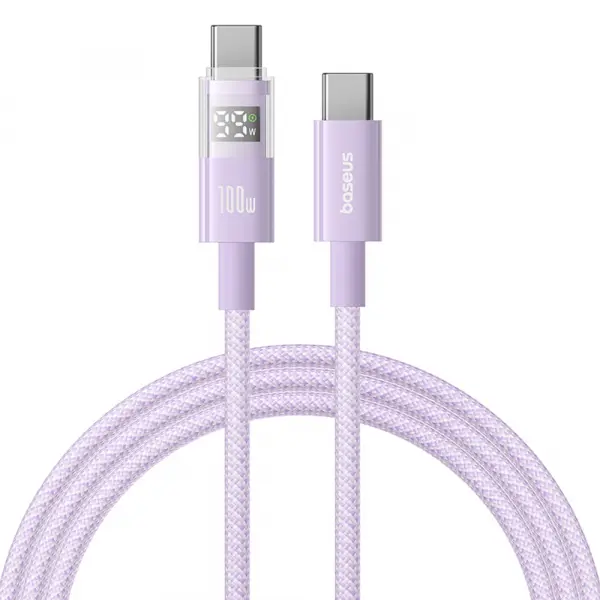 Cablu Date si Incarcare USB-C - USB-C Baseus Display 2, 100W, 1m, Mov P10382702511-00