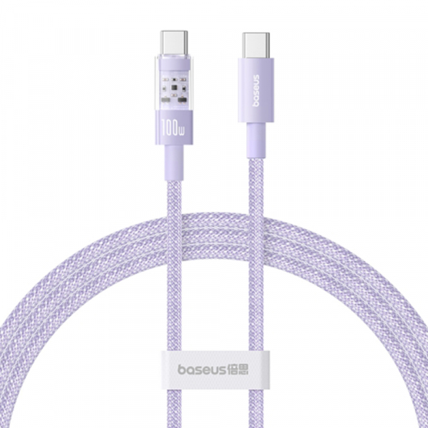 Cablu Date si Incarcare USB-C - USB-C Baseus Gem, 100W, 1m, Mov P10373000511-00