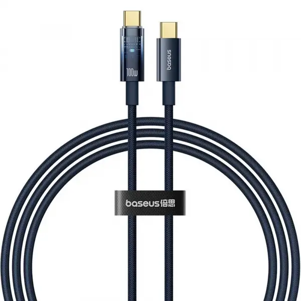 Cablu Date si Incarcare USB-C - USB-C Baseus Explorer, 100W, 1m, Bleumarin P10319704321-00