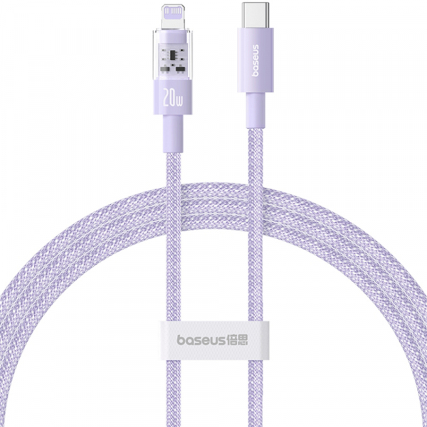 Cablu Date si Incarcare USB-C - Lightning Baseus Gem, 20W, 1m, Mov P10373001511-00