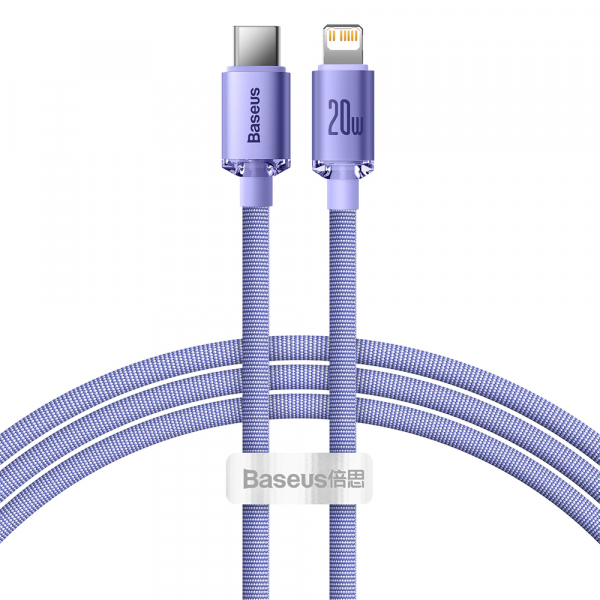 Cablu Date si Incarcare USB-C - Lightning Baseus Crystal Shine Series, 20W, 1.2m, Mov CAJY000205