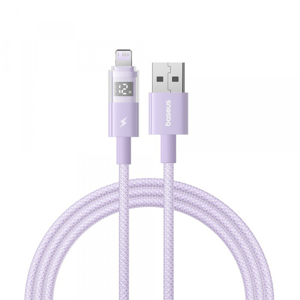 Cablu Date si Incarcare USB-A - Lightning Baseus Display 2, 12W, 1m, Mov P10382700511-00