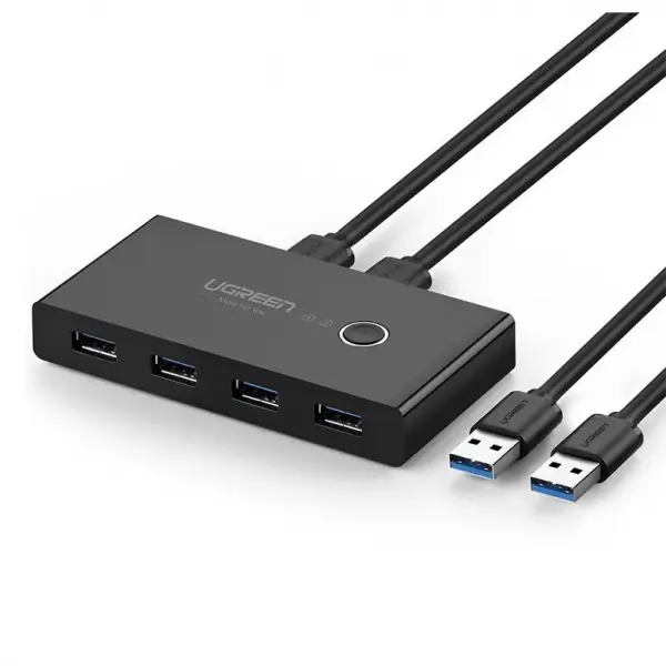 Switch USB UGREEN US216 Two Sharing Switch Box, 4 x USB-A 3.0, Negru