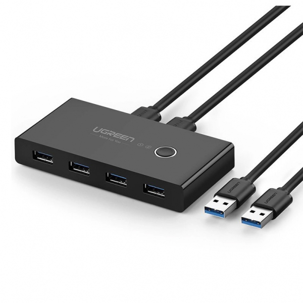 Switch USB UGREEN US216 Two Sharing Switch Box, 4 x USB-A 3.0, Negru