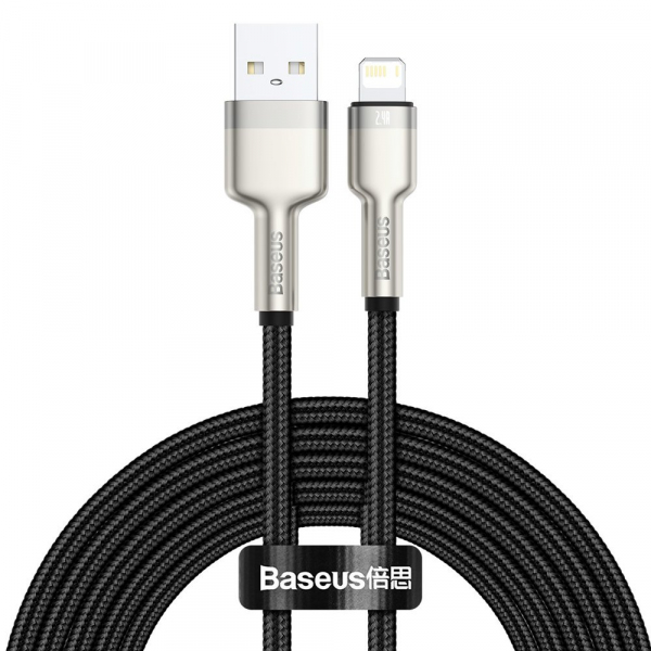 Cablu Date si Incarcare USB-A - Lightning Baseus Cafule Metal Series, 18W, 2m, Negru CALJK-B01