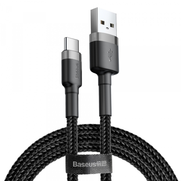 Cablu Date si Incarcare USB-A - USB-C Baseus Cafule, 60W, 0.5m, Negru CATKLF-AG1