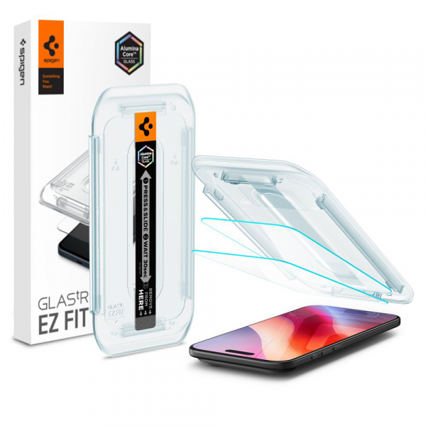 Folie de protectie Ecran Spigen GlastR EZ FIT pentru Apple iPhone 17 Air, Sticla Securizata, Full Glue, Set 2 bucati  AGL09861