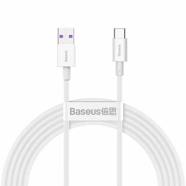 Cablu Date si Incarcare USB-A - USB-C Baseus Superior Series, 66W, 2m, Alb CATYS-A02