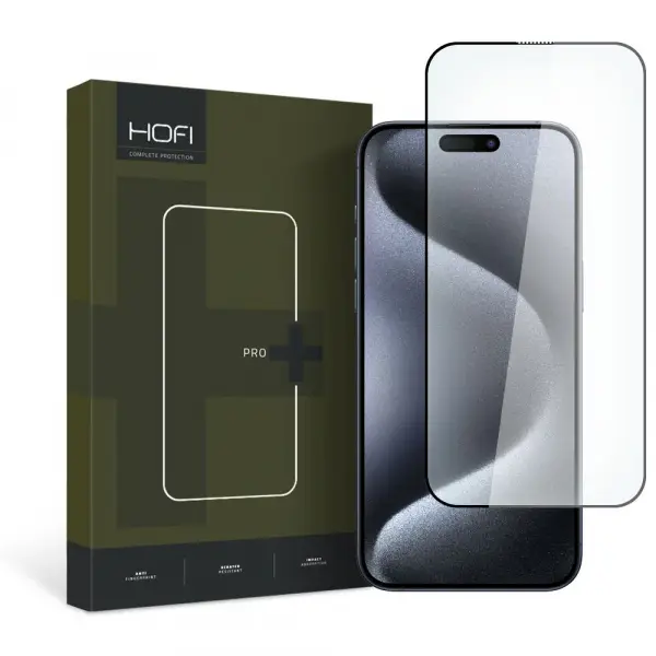 Folie de protectie Ecran HOFI PRO+ pentru Apple iPhone 15 Pro Max, Sticla Securizata, Full Glue, 2.5D, Neagra