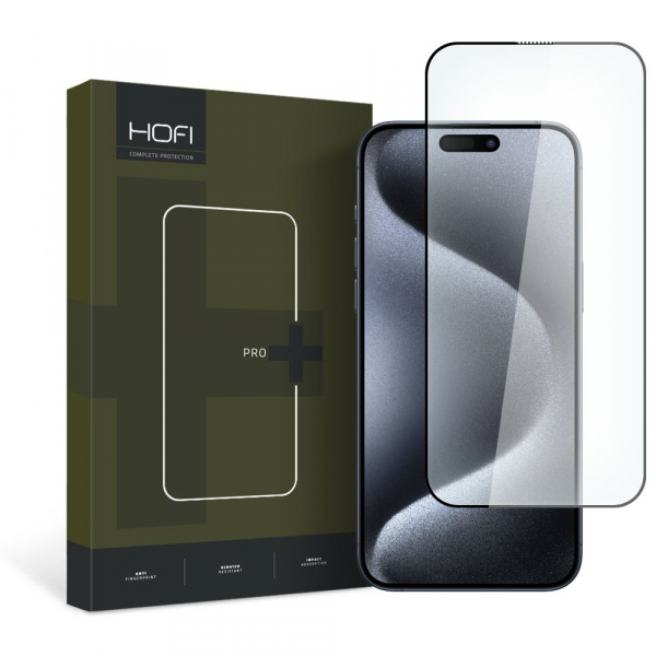 Folie de protectie Ecran HOFI PRO+ pentru Apple iPhone 15 Pro Max, Sticla Securizata, Full Glue, 2.5D, Neagra
