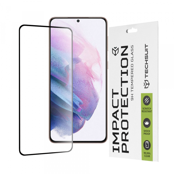 Folie de protectie Ecran Techsuit pentru Samsung Galaxy S21+ 5G G996, Sticla Securizata, Full Glue, 111D, Neagra