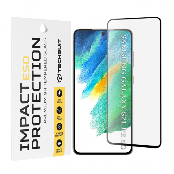 Folie de protectie Ecran Techsuit pentru Samsung Galaxy S21 FE 5G G990, Sticla Securizata, Full Glue, Neagra