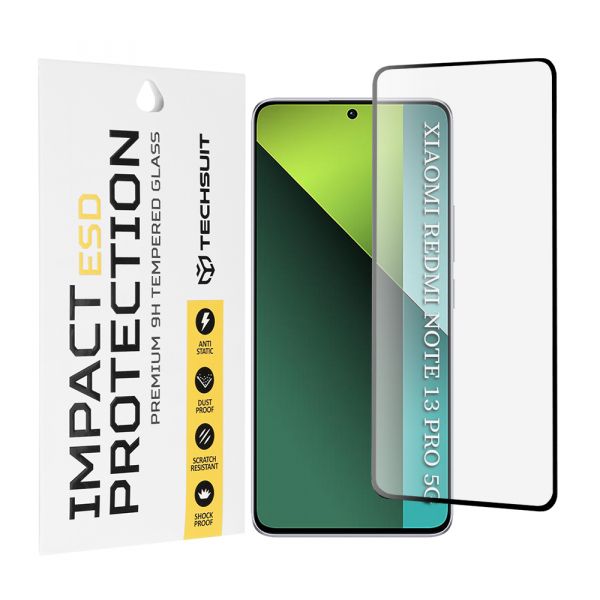Folie de protectie Ecran Techsuit pentru Xiaomi Poco X6 / Redmi Note 13 Pro 5G, Sticla Securizata, Full Glue, Neagra