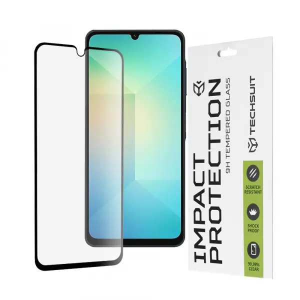 Folie de protectie Ecran Techsuit pentru Samsung Galaxy A06 A065, Sticla Securizata, Full Glue, 111D, Neagra