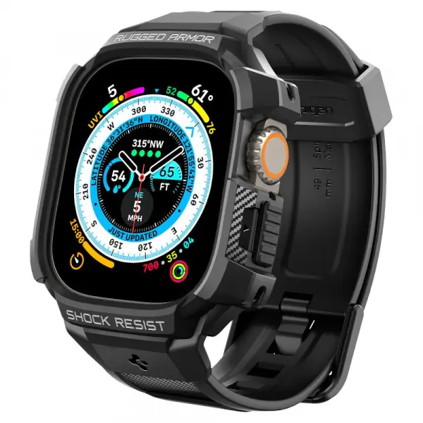 Husa Spigen Rugged Armor Pro pentru Apple Watch Ultra Series, Neagra