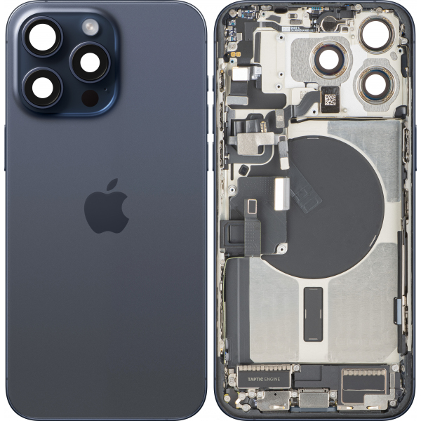 Capac Baterie Apple iPhone 15 Pro Max, Cu Carcasa Mijloc, Full Parts, Albastru (Blue Titanium), Swap