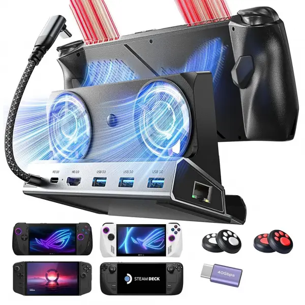 Hub Suport cu Cooler Lisen S1 pentru Consola ROG / Lenovo / Razer / Aya / Logitech / Onexplayer Series, Negru  YL0423110005