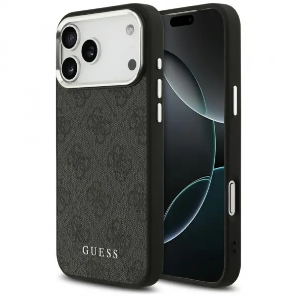 Husa MagSafe pentru Apple iPhone 17 Pro Max, Guess, 4G Classic Logo, Neagra