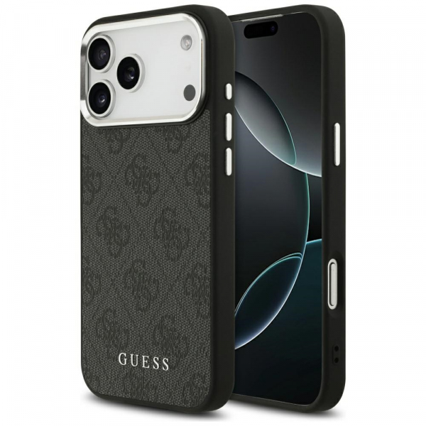 Husa MagSafe pentru Apple iPhone 17 Pro Max, Guess, 4G Classic Logo, Neagra