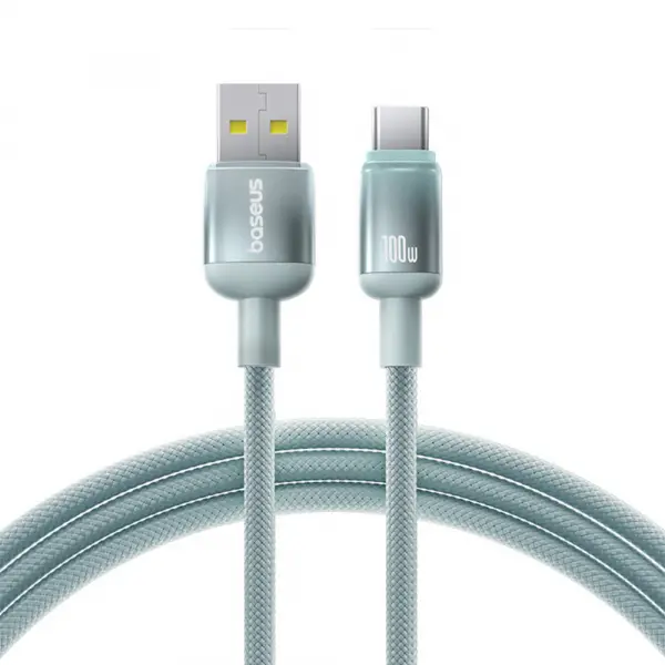 Cablu Date si Incarcare USB-A - USB-C Baseus Discolor, 100W, 2m, Albastru Verde E0418500