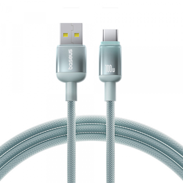Cablu Date si Incarcare USB-A - USB-C Baseus Discolor, 100W, 2m, Albastru Verde E0418500