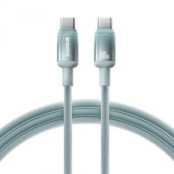 Cablu Date si Incarcare USB-C - USB-C Baseus Discolor, 100W, 1m, Albastru Verde E0420702