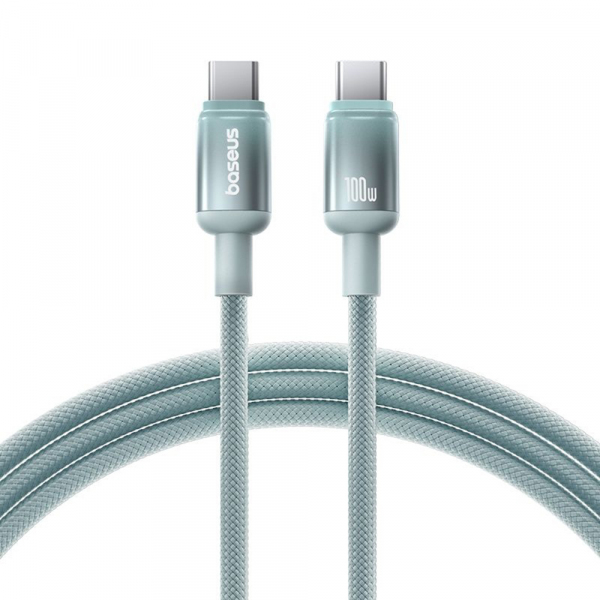 Cablu Date si Incarcare USB-C - USB-C Baseus Discolor, 100W, 1m, Albastru Verde E0420702