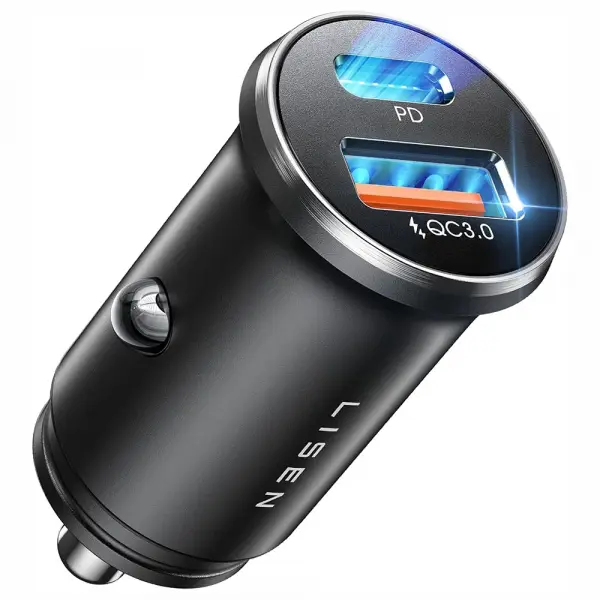 Incarcator Auto Lisen, 36W, 3A, 1 x USB-A - 1 x USB-C, Negru YL0223090002