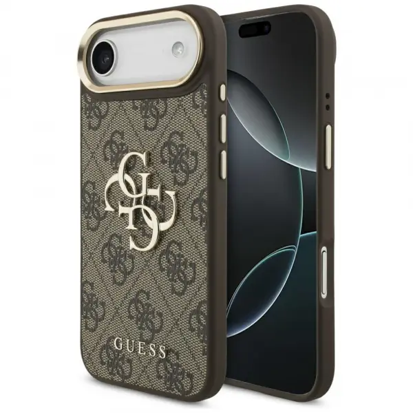 Husa pentru Apple iPhone 17 Air, Guess, Big 4G Logo Classic, Maro Aurie