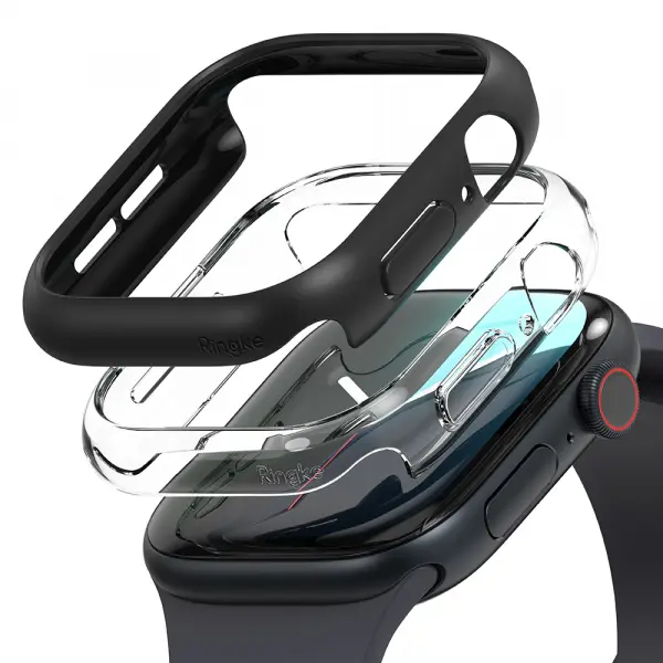 Husa Ringke Slim pentru Apple Watch Series 10 / 11 42mm, Set 2 bucati, Neagra Mata / Transparenta