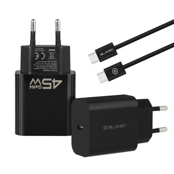 Incarcator Retea Cu Cablu USB-C Blavec BC-7, 45W, 3A, 1 x USB-C, Negru