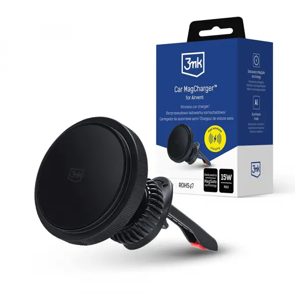 Incarcator Auto Wireless 3MK, 15W, 1.67A, Negru