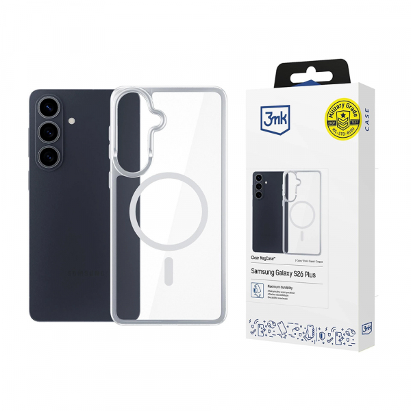 Husa MagSafe pentru Samsung Galaxy S26 Plus S947, 3MK, Armor MagCase, Transparenta