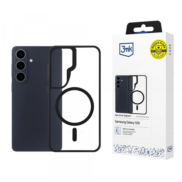 Husa MagSafe pentru Samsung Galaxy S26 Plus S947, 3MK, Satin Armor, Transparenta