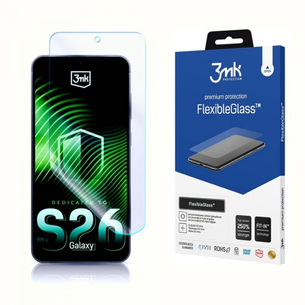 Folie de protectie Ecran 3MK FlexibleGlass pentru Samsung Galaxy S26 S942, Sticla Flexibila, Full Glue, Transparenta