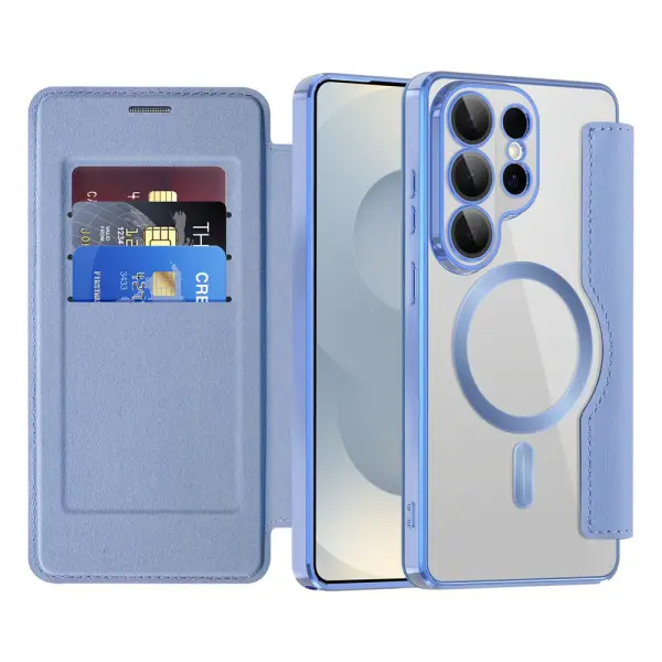 Husa MagSafe pentru Samsung Galaxy S26 Ultra S948, Techsuit, SmartMag Book, Bleu