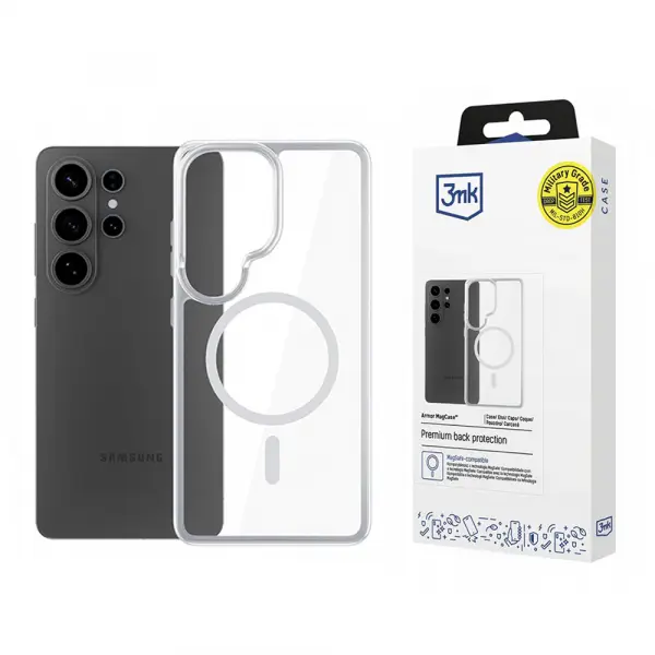 Husa MagSafe pentru Samsung Galaxy S26 Ultra S948, 3MK, Armor MagCase, Transparenta