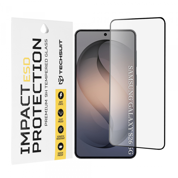 Folie de protectie Ecran Techsuit pentru Samsung Galaxy S26 S942, Sticla Securizata, Full Glue, Neagra