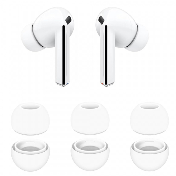 Dopuri Techsuit ET3 pentru Samsung Galaxy Buds3 Pro, Marime S / M / L, Albe